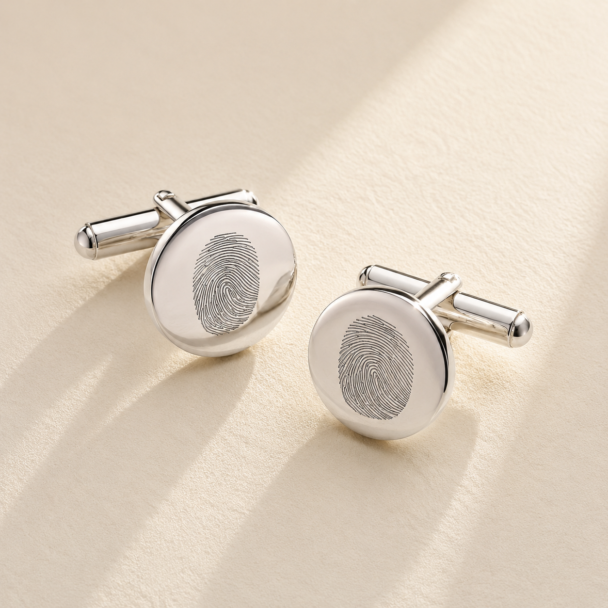 Custom fingerprint engraved cufflinks for men - Anthology Jewelry