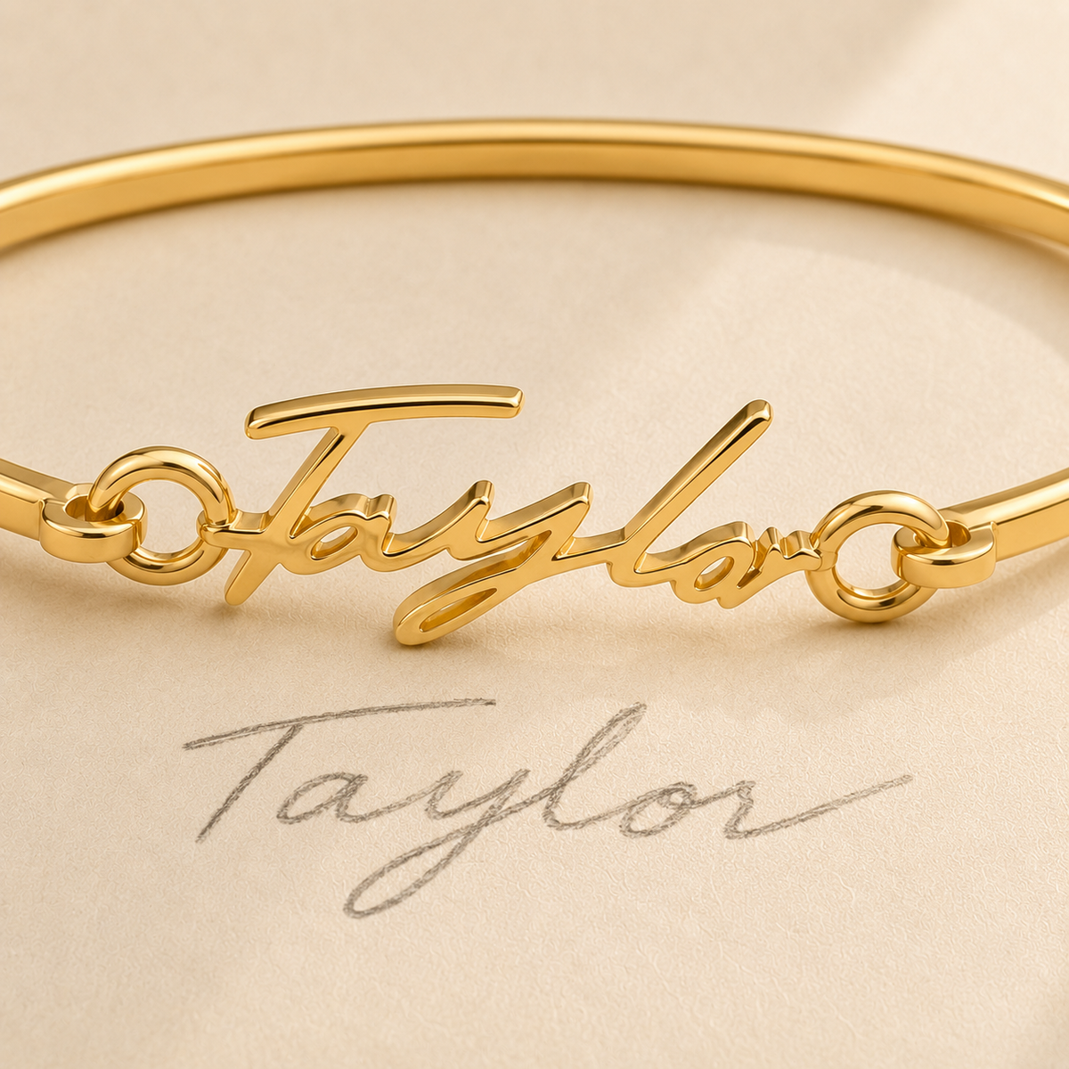 Custom Cuff Bracelet detail - personalized handwriting jewelry Anthology Jewelry.