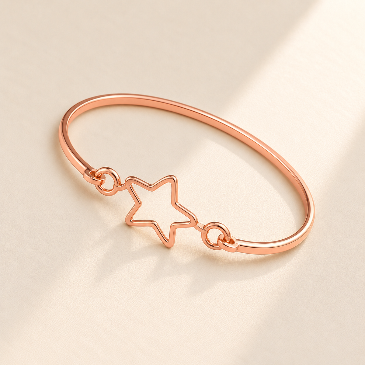 Custom Drawing Cuff Bracelet glamour photo - rose gold open-outline five-point star drawing Anthology Jewelry