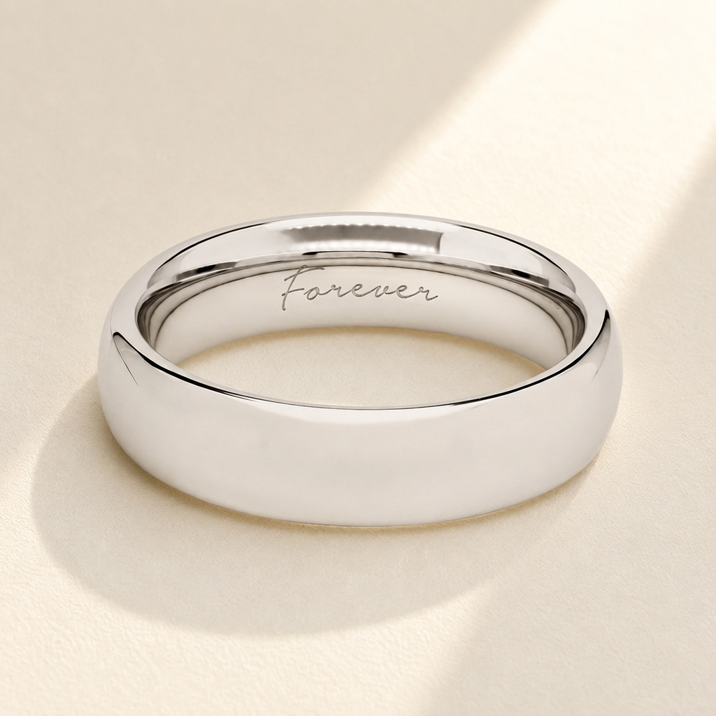 Custom Engravable Wedding Band Interior Handwriting Engraving - Personalized Anthology Jewelry.