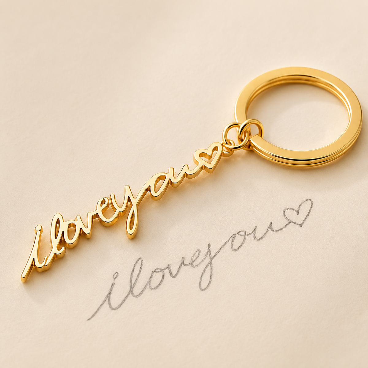 Custom Handwriting Keychain worn lifestyle photo - personalized handwriting keychain Anthology Jewelry