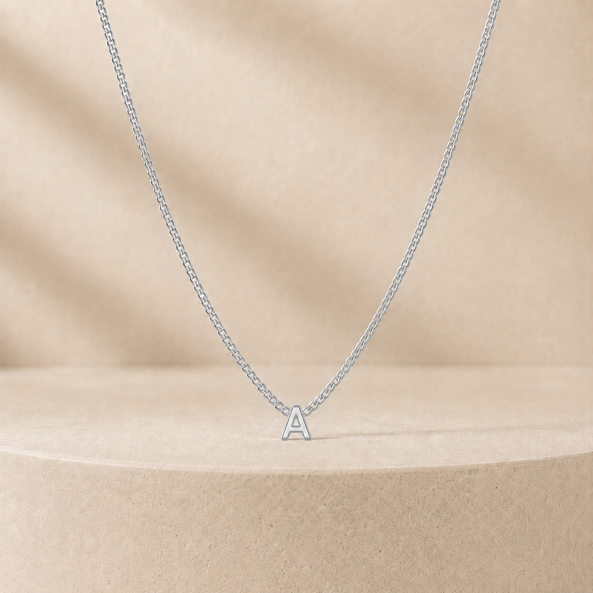 Custom Mini Letter Necklace Sterling Silver Initial A - Anthology Jewelry