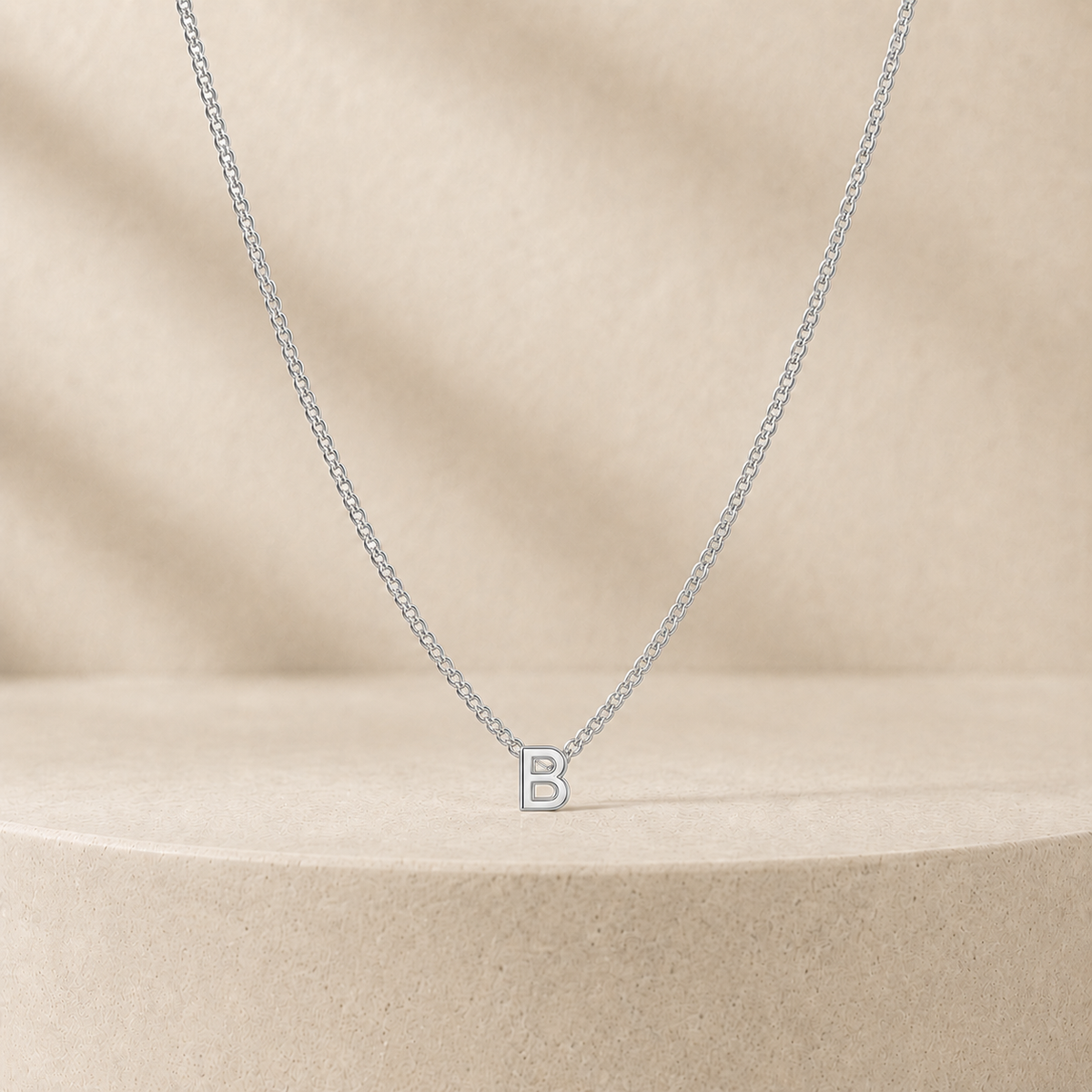 Custom Mini Letter Necklace Sterling Silver Initial B - Anthology Jewelry