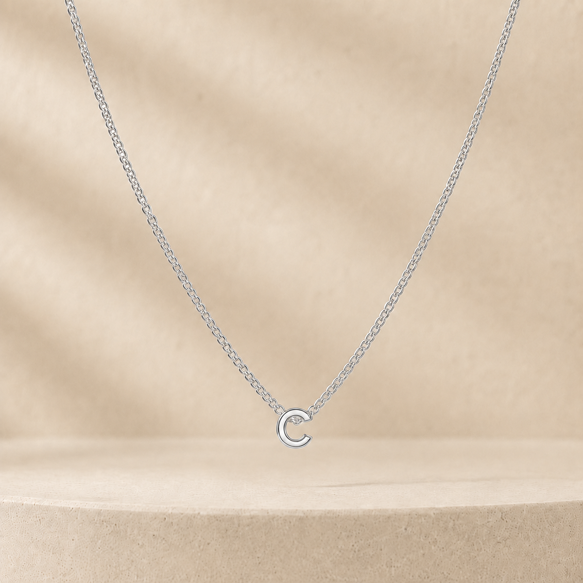 Custom Mini Letter Necklace Sterling Silver Initial C - Anthology Jewelry
