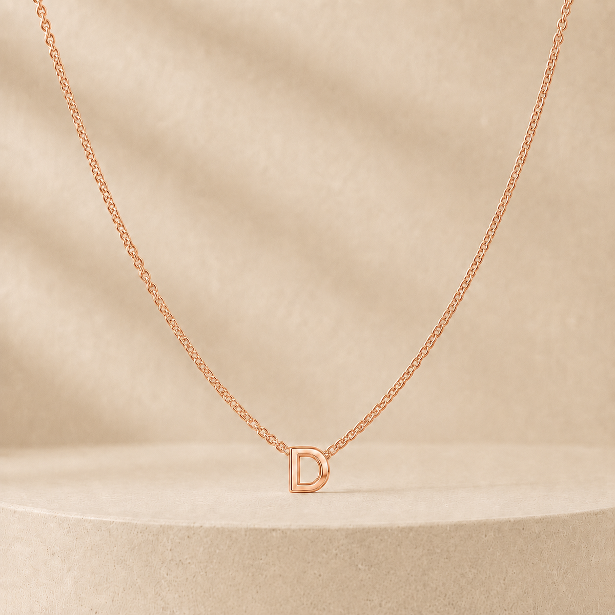 Custom Mini Letter Necklace 14K Rose Gold Initial D - Anthology Jewelry