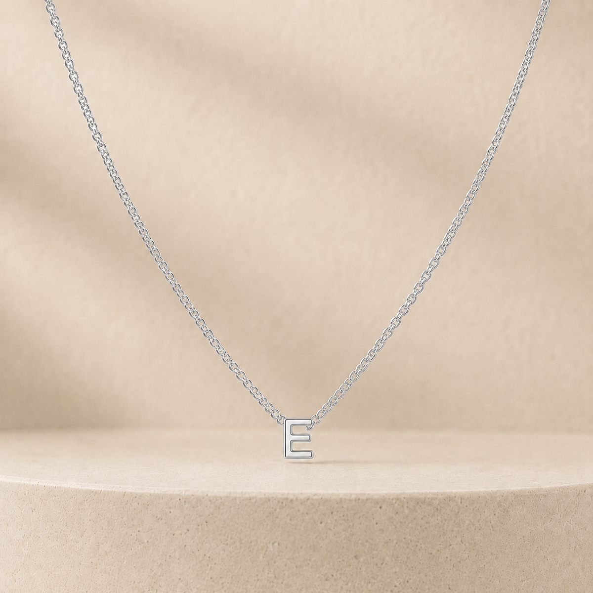 Custom Mini Letter Necklace Sterling Silver Initial E - Anthology Jewelry
