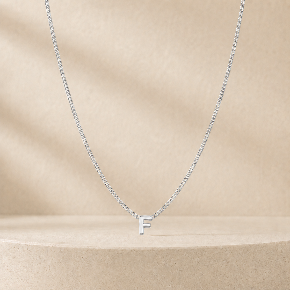 Custom Mini Letter Necklace Sterling Silver Initial F - Anthology Jewelry