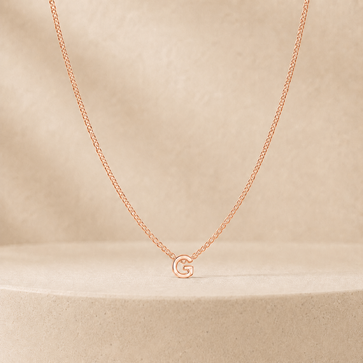 Custom Mini Letter Necklace 14K Rose Gold Initial G - Anthology Jewelry