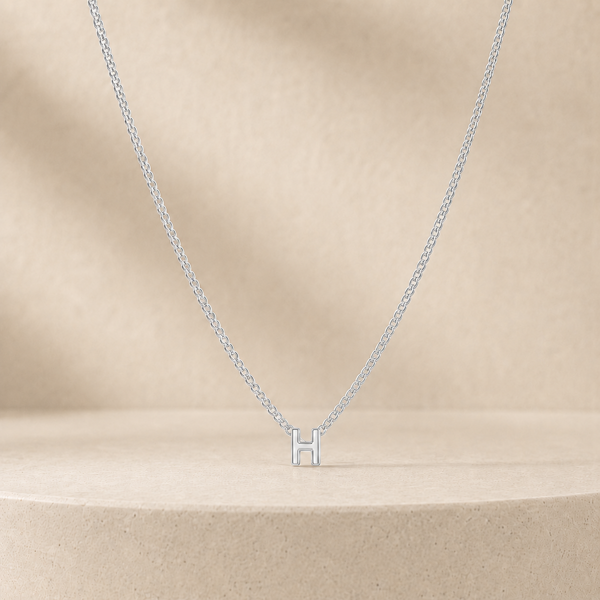 Custom Mini Letter Necklace Sterling Silver Initial H - Anthology Jewelry