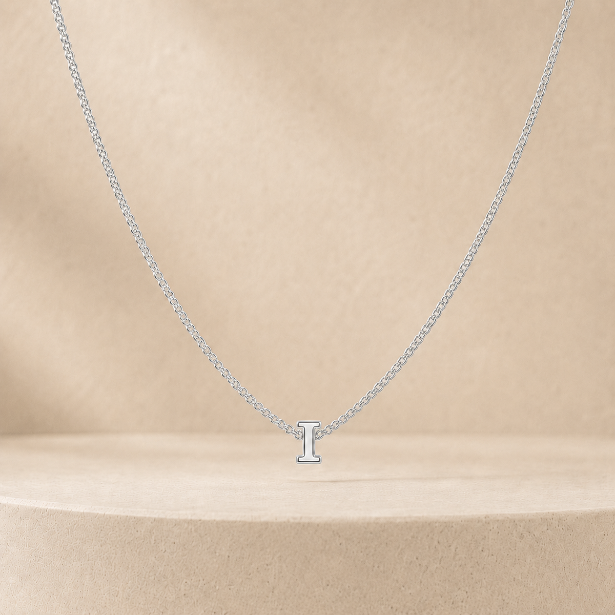 Custom Mini Letter Necklace Sterling Silver Initial I - Anthology Jewelry
