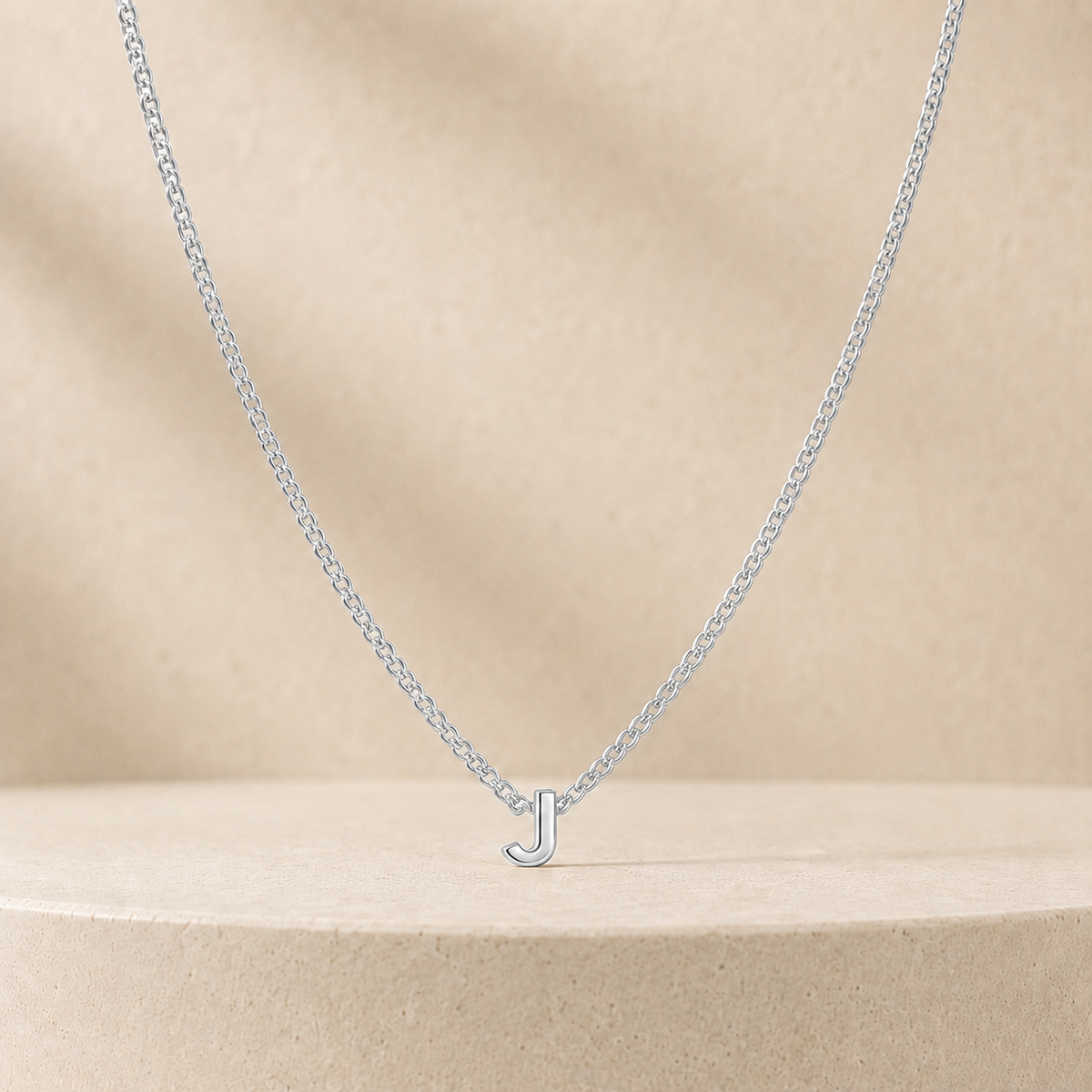 Custom Mini Letter Necklace Sterling Silver Initial J - Anthology Jewelry