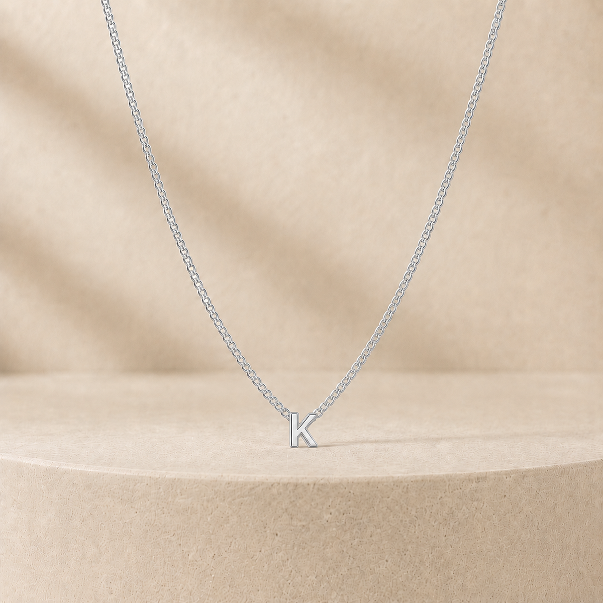Custom Mini Letter Necklace Sterling Silver Initial K - Anthology Jewelry
