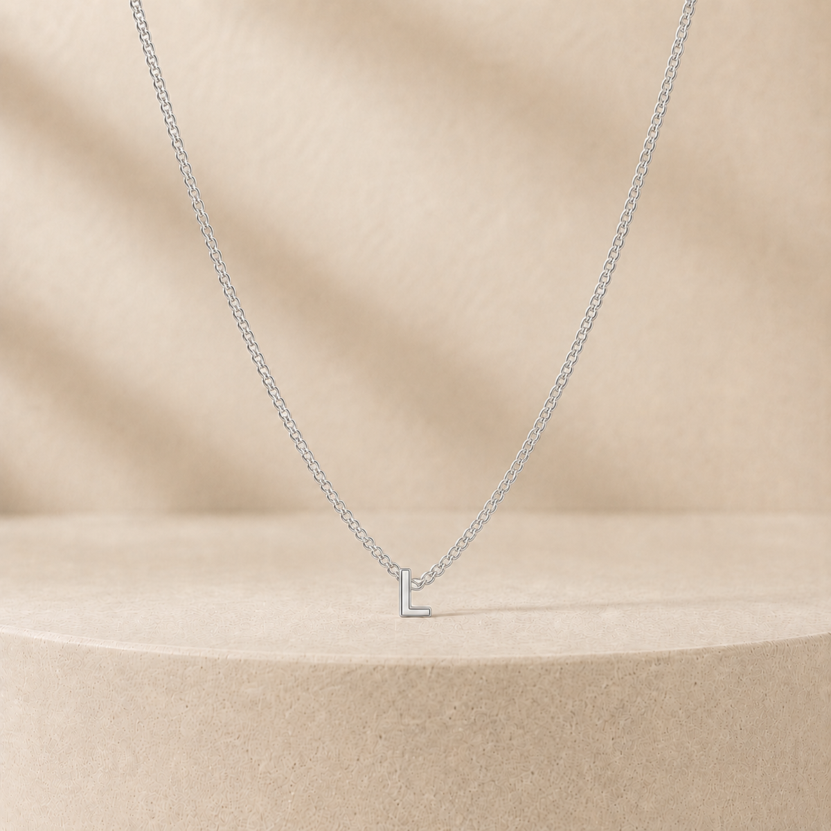Custom Mini Letter Necklace Sterling Silver Initial L - Anthology Jewelry