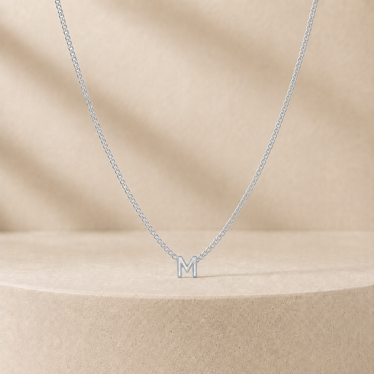Custom Mini Letter Necklace Sterling Silver Initial M - Anthology Jewelry