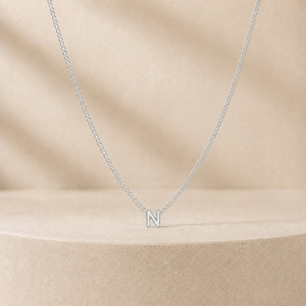 Custom Mini Letter Necklace Sterling Silver Initial N - Anthology Jewelry