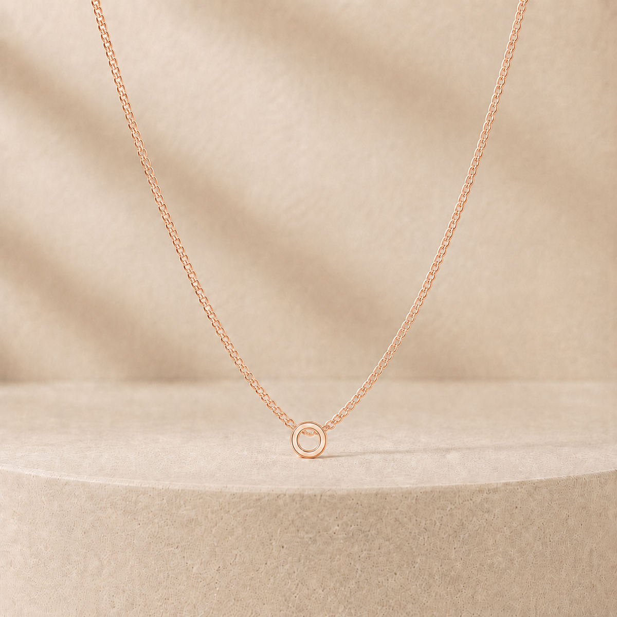 Custom Mini Letter Necklace 14K Rose Gold Initial O - Anthology Jewelry