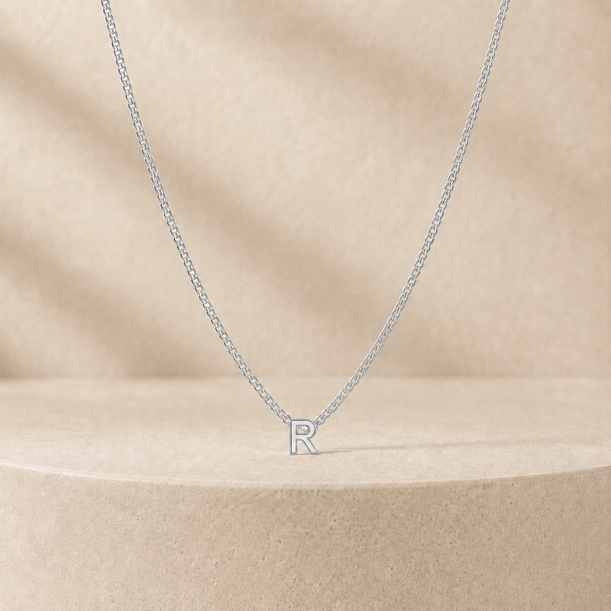 Custom Mini Letter Necklace Sterling Silver Initial R - Anthology Jewelry