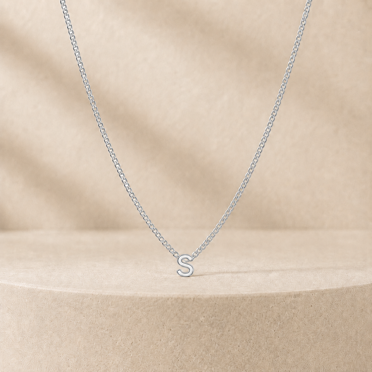 Custom Mini Letter Necklace Sterling Silver Initial S - Anthology Jewelry