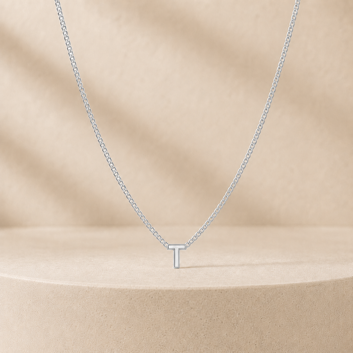 Custom Mini Letter Necklace Sterling Silver Initial T - Anthology Jewelry