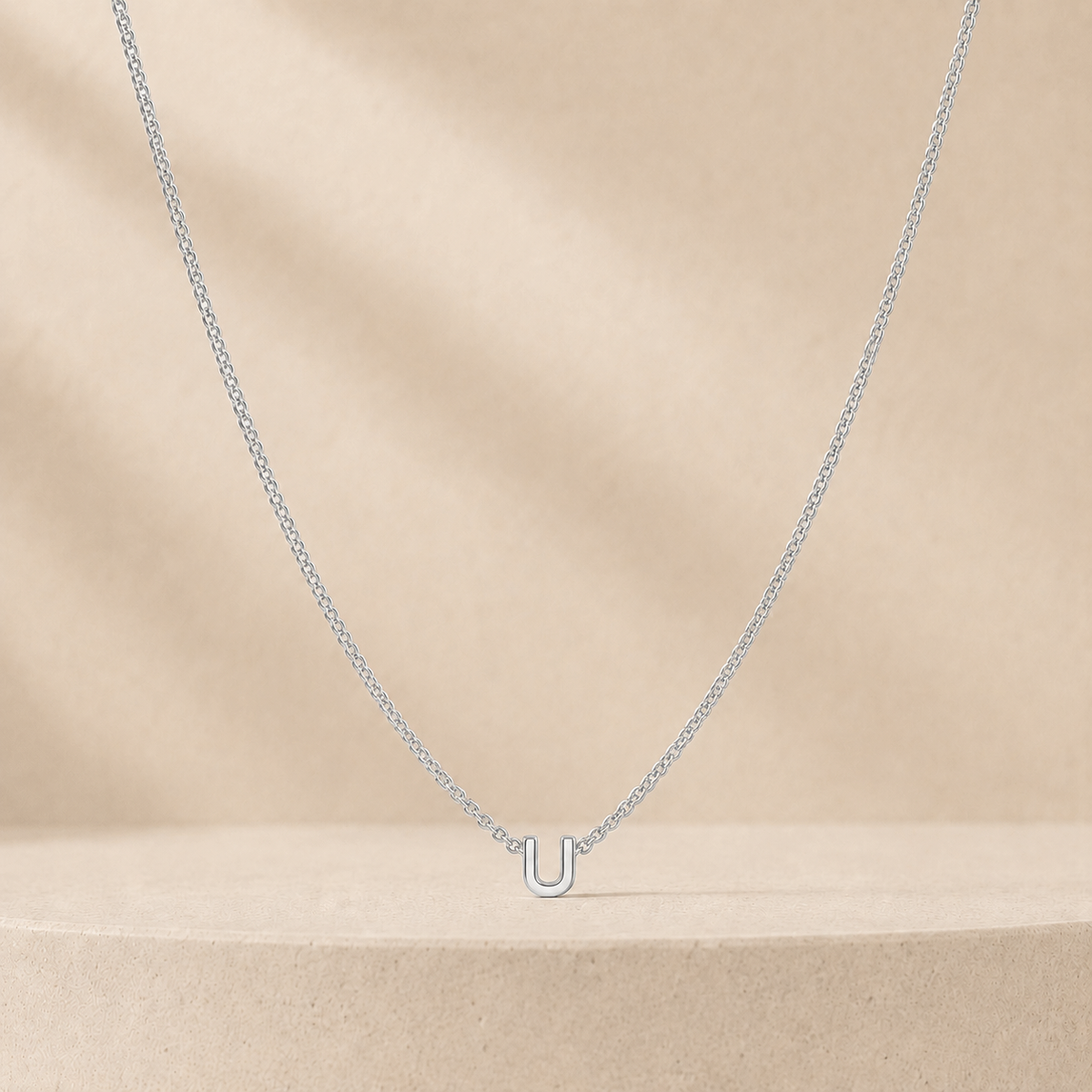 Custom Mini Letter Necklace Sterling Silver Initial U - Anthology Jewelry