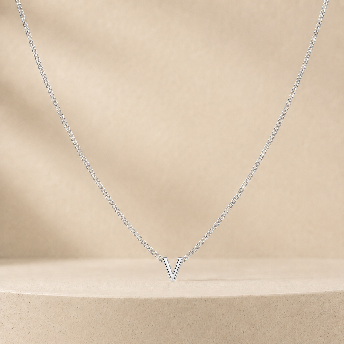 Custom Mini Letter Necklace Sterling Silver Initial V - Anthology Jewelry