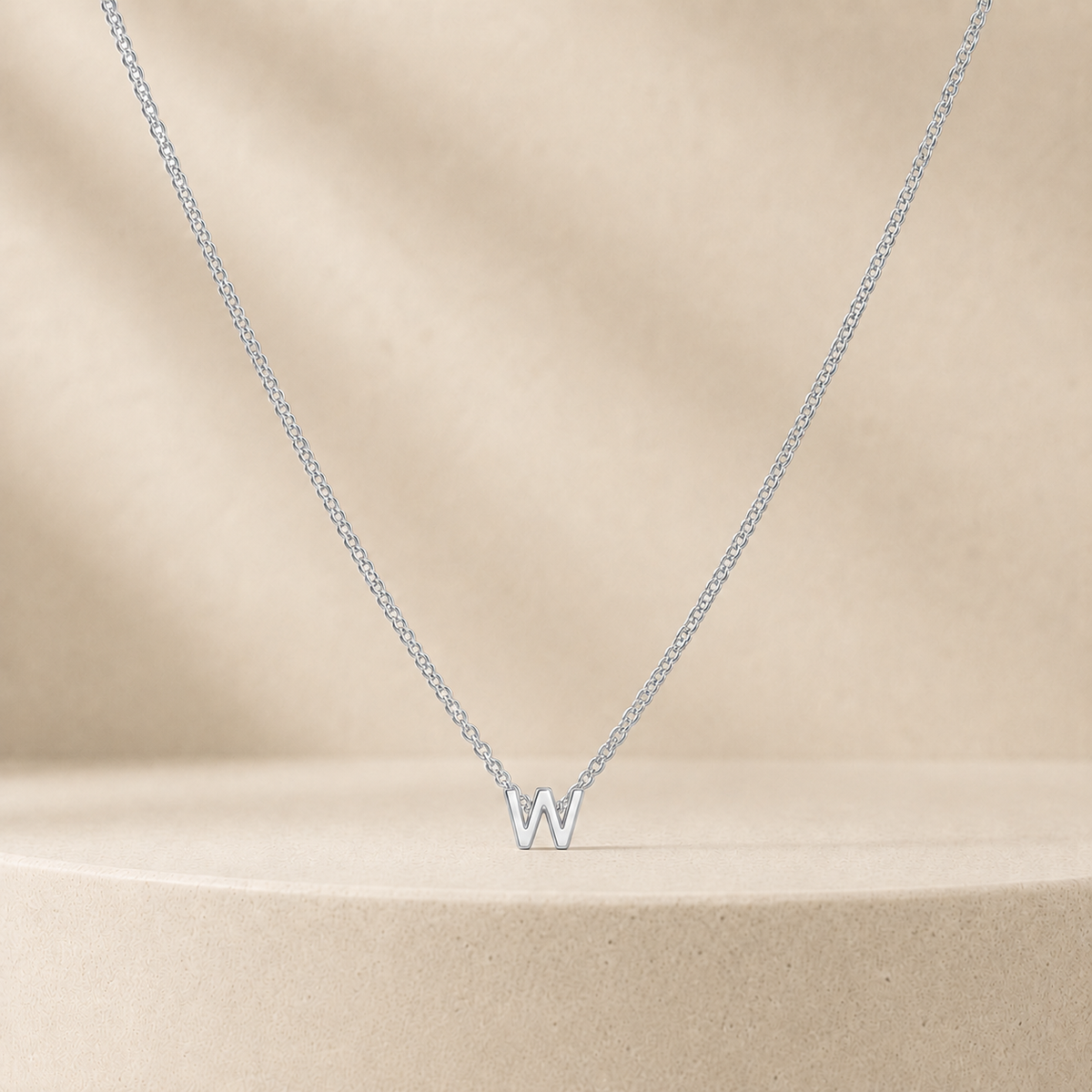 Custom Mini Letter Necklace Sterling Silver Initial W - Anthology Jewelry