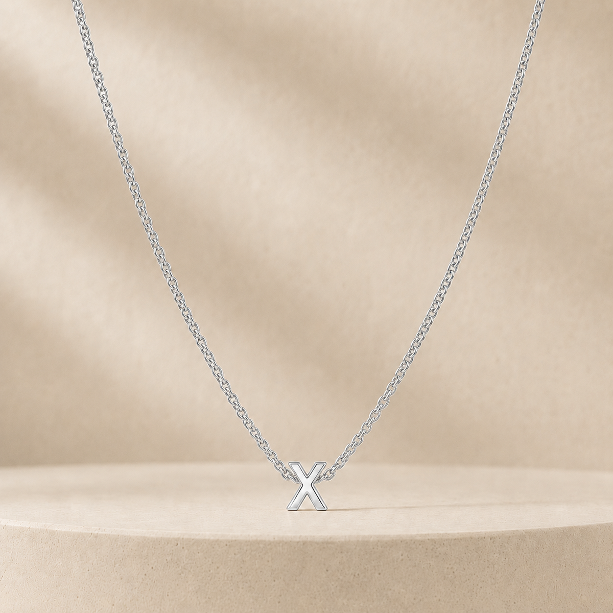 Custom Mini Letter Necklace Sterling Silver Initial X - Anthology Jewelry
