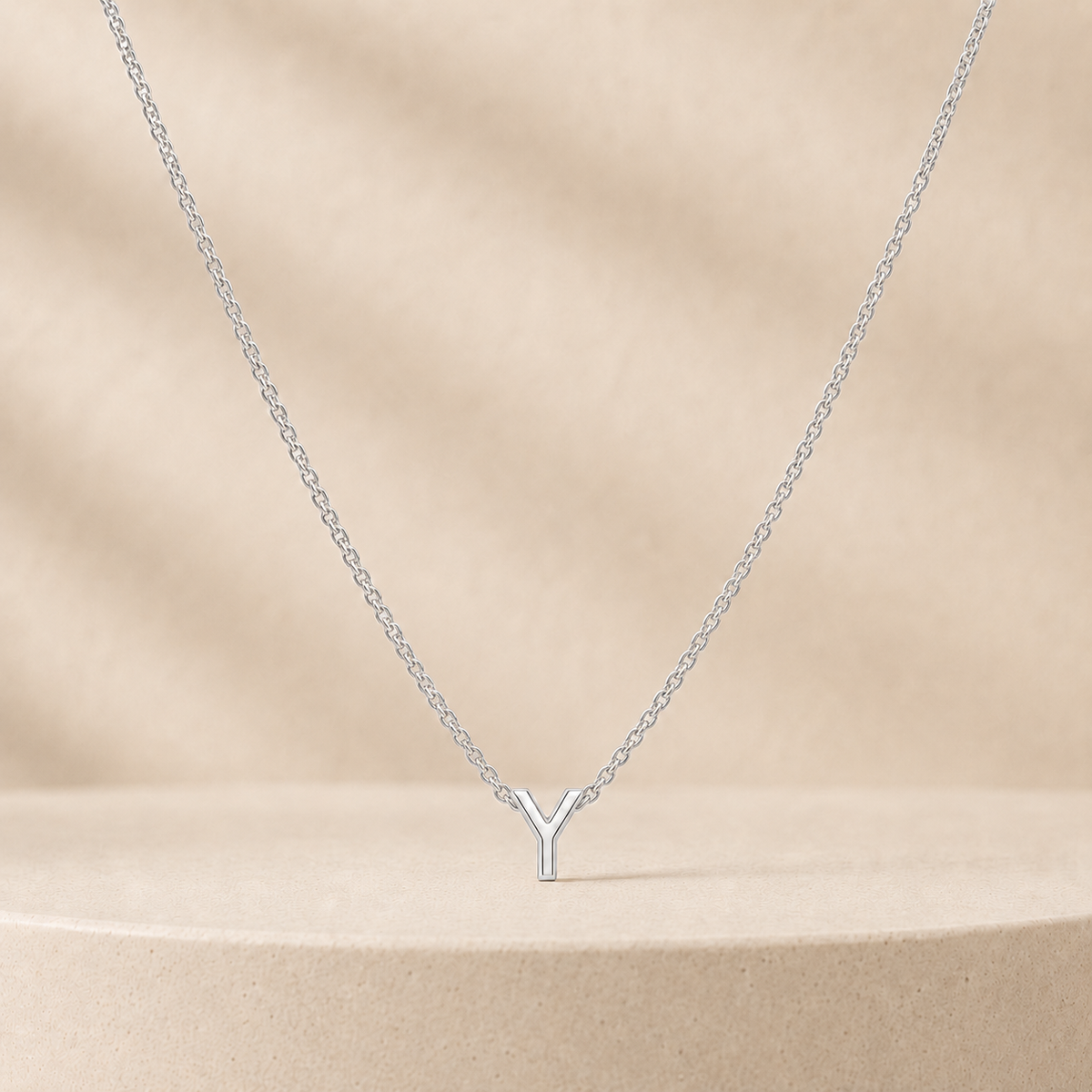 Custom Mini Letter Necklace Sterling Silver Initial Y - Anthology Jewelry