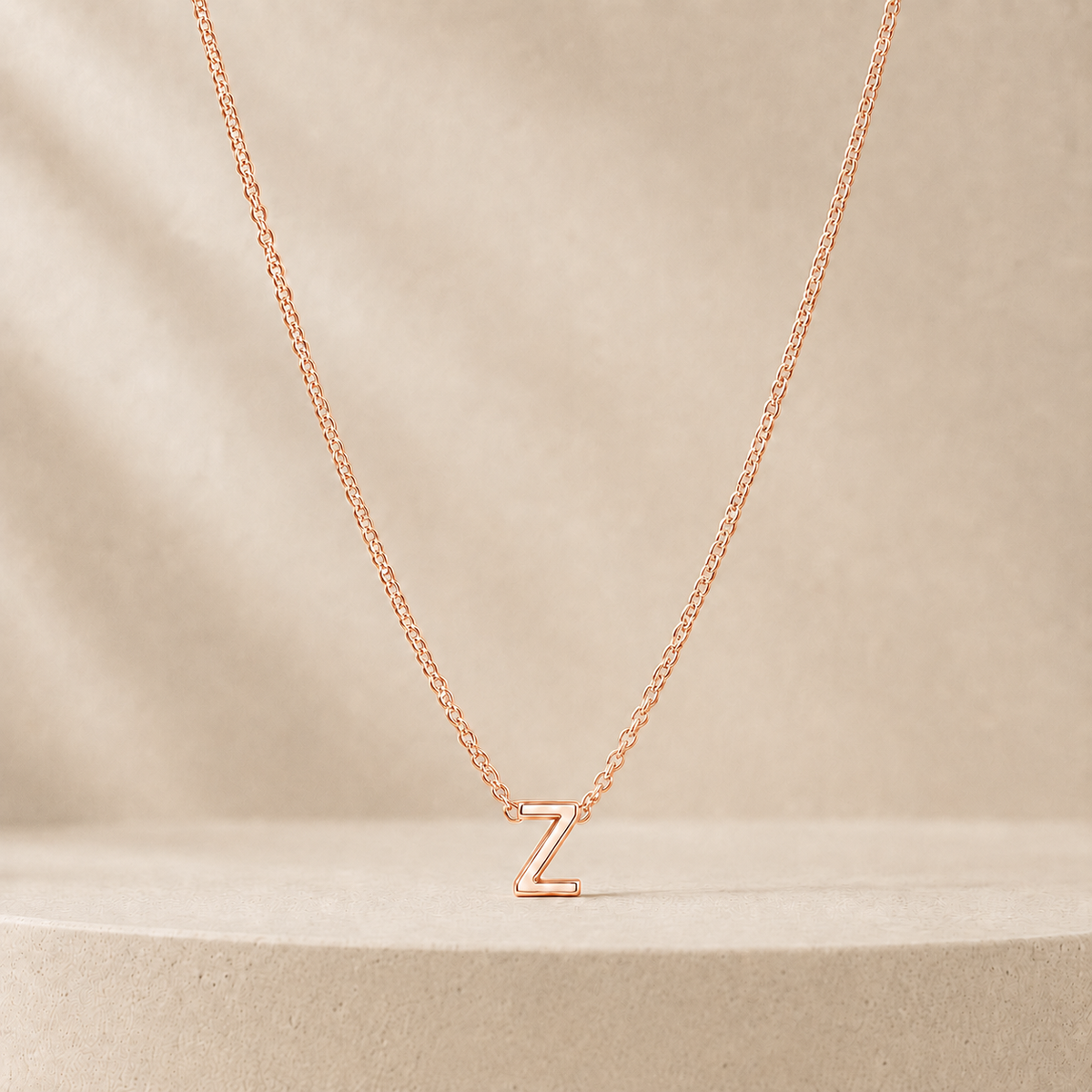 Custom Mini Letter Necklace 14K Rose Gold Initial Z - Anthology Jewelry