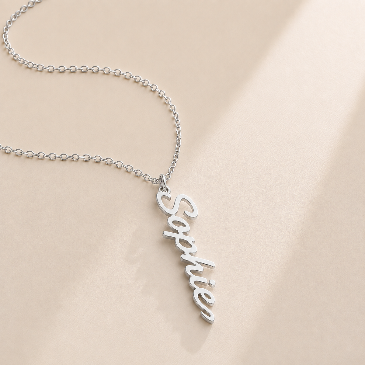 Custom name necklace cursive script detail - script font name pendant Anthology Jewelry