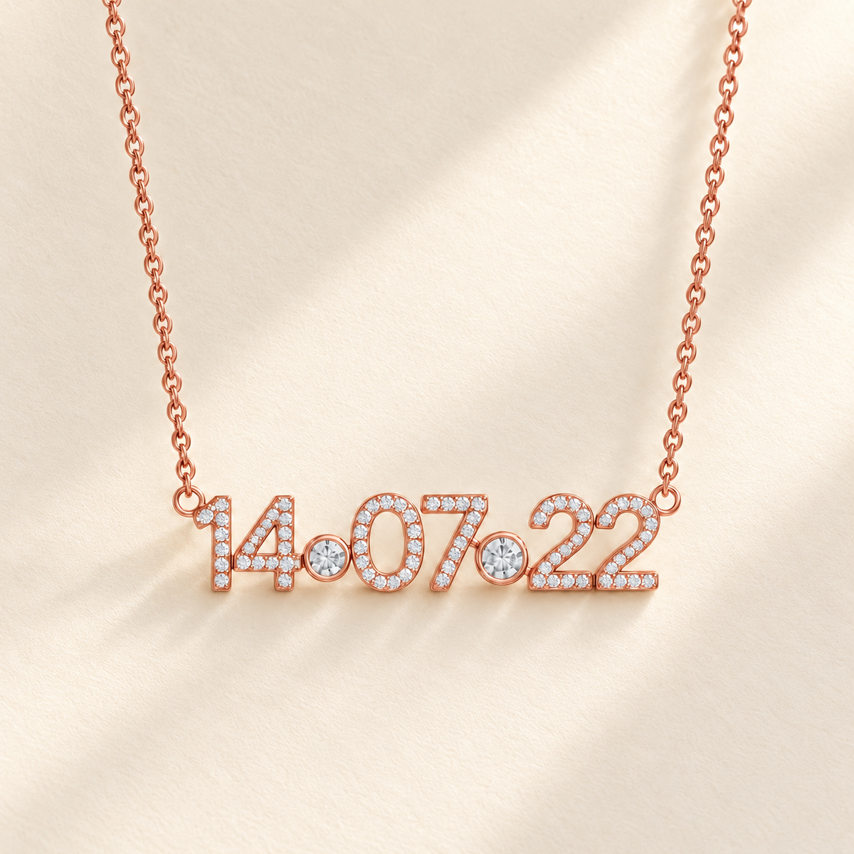 Custom Pavé Date Cutout Necklace rose gold metal variant hero photo - Anthology Jewelry