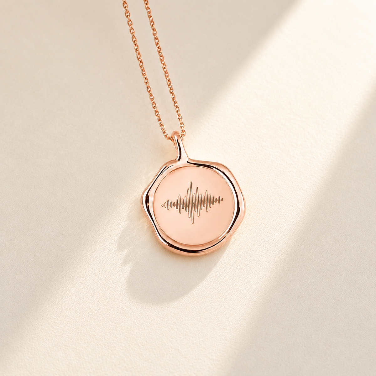 Custom Stamp Necklace alternate angle detail - engraved fingerprint stamp necklace Anthology Jewelry
