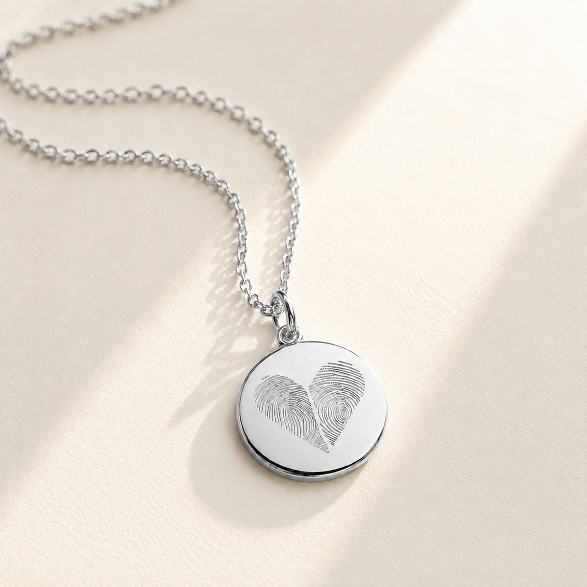 Custom Two Fingerprint Heart Necklace lifestyle product photo - Anthology Jewelry