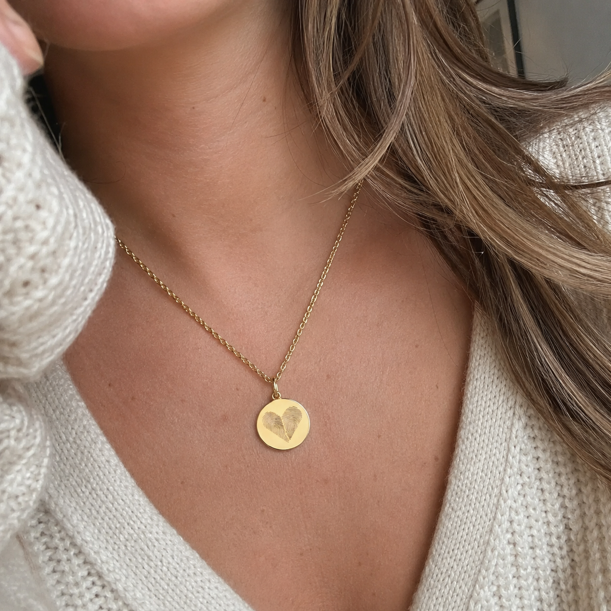 Custom Two Fingerprint Heart Necklace silver finish - Anthology Jewelry