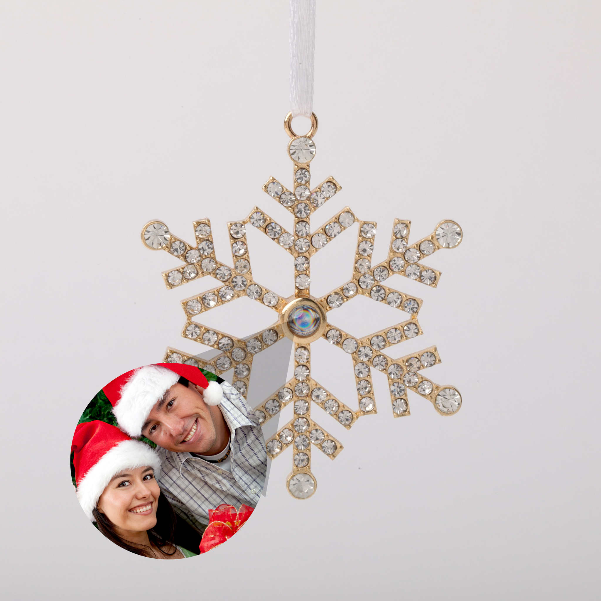 Snowflake photo ornament personalized - custom holiday keepsake gift Anthology