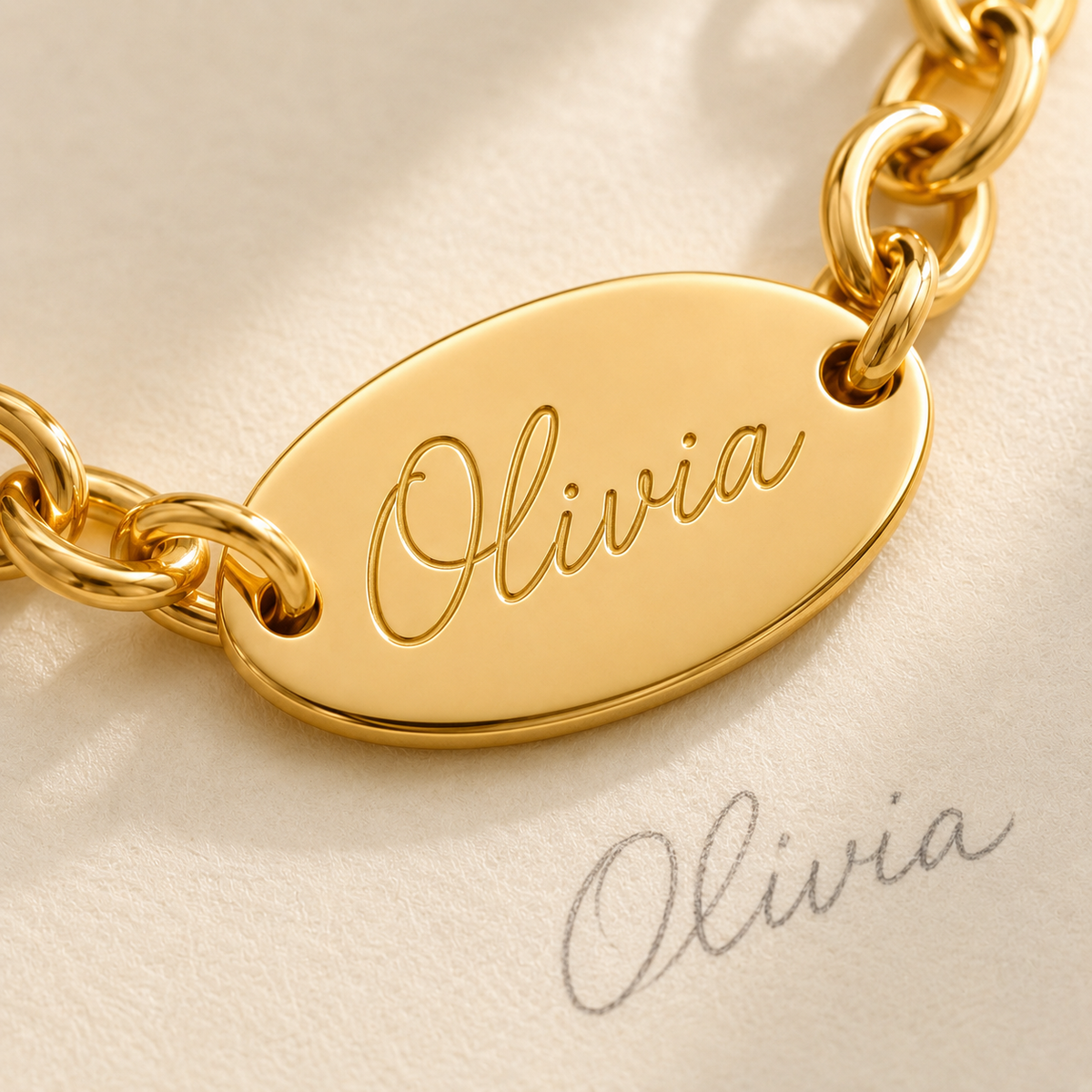 Custom Vintage Chain Link Necklace | Handwriting Engraved Pendant - Anthology Jewelry Company