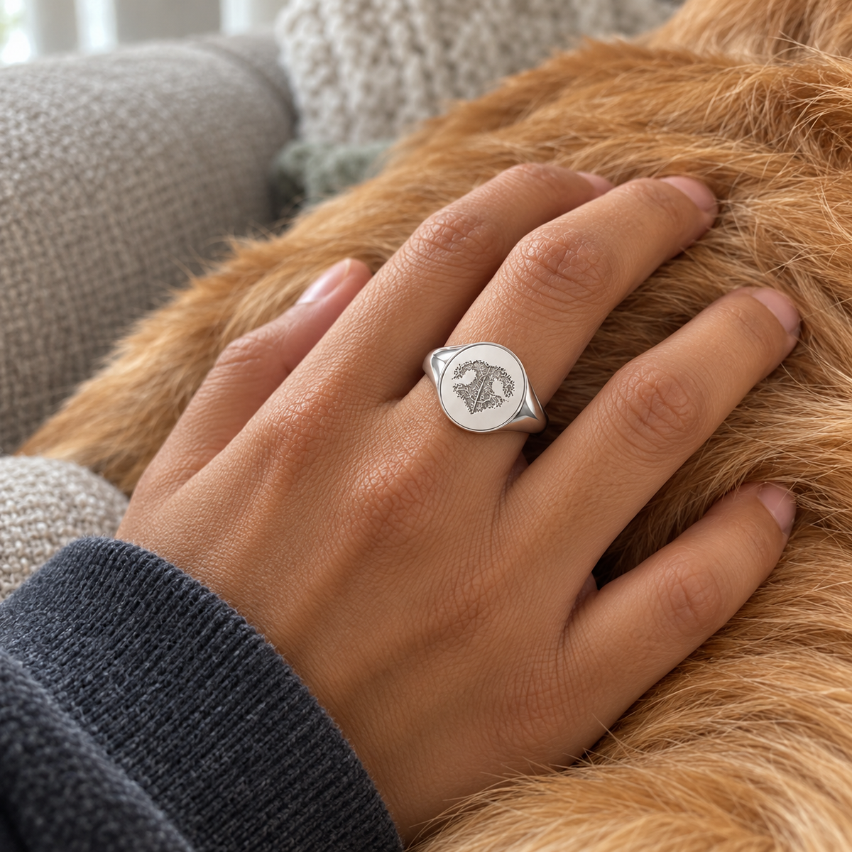 Custom Paw or Nose Print Signet Ring