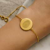 Custom fingerprint bracelet worn - personalized engraved memorial jewelry