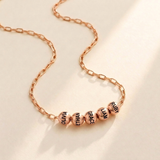 Custom Add-A-Bead Necklace rose gold hero photo - engraved name beads Anthology Jewelry