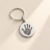 Custom Baby Handprint or Footprint Keychain hero photo - sterling silver handprint keepsake keychain Anthology Jewelry