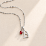 Custom Birthstone Initial Necklace july silver birthstone photo - serif initial B with round birthstone Anthology Jewelry