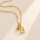 Custom Birthstone Initial Necklace stone november photo - two separate bails with serif initial B and round birthstone Anthology Jewelry