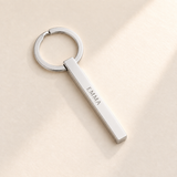 Custom Classic Column Keychain silver hero photo - EMMA engraving Anthology Jewelry