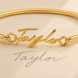 Custom Cuff Bracelet detail - personalized handwriting jewelry Anthology Jewelry.