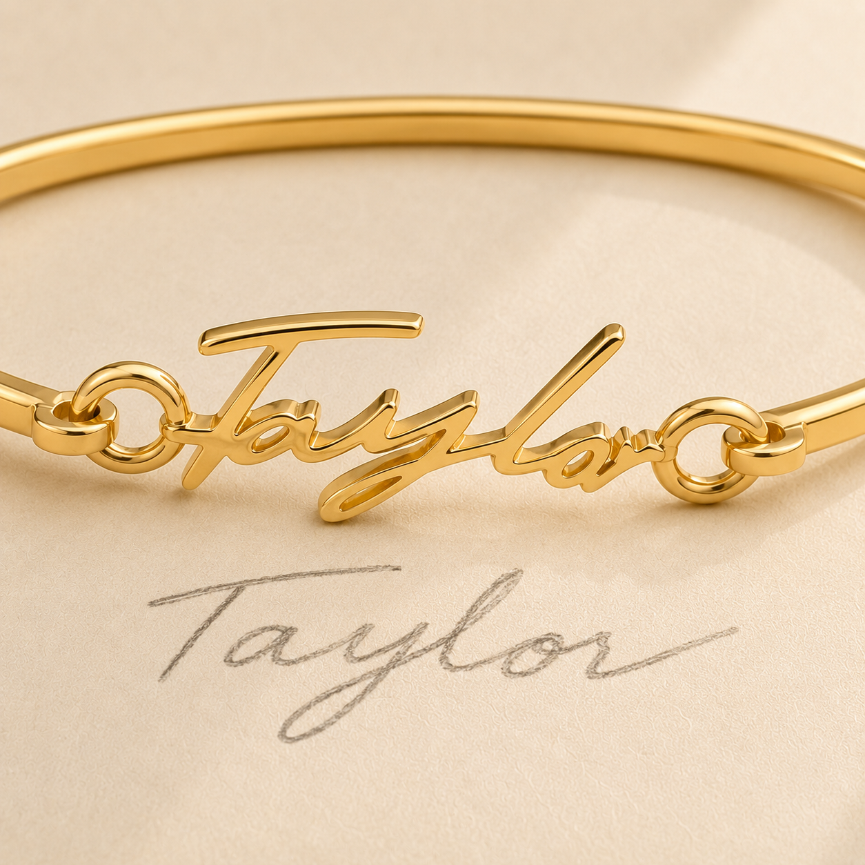 Custom Cuff Bracelet detail - personalized handwriting jewelry Anthology Jewelry.