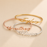 Custom Cuff Bracelet alternate angle - personalized handwriting jewelry Anthology Jewelry.