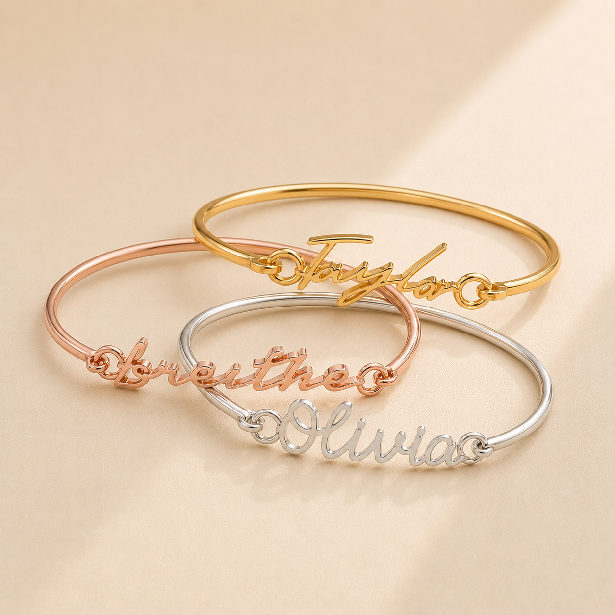 Custom Cuff Bracelet alternate angle - personalized handwriting jewelry Anthology Jewelry.