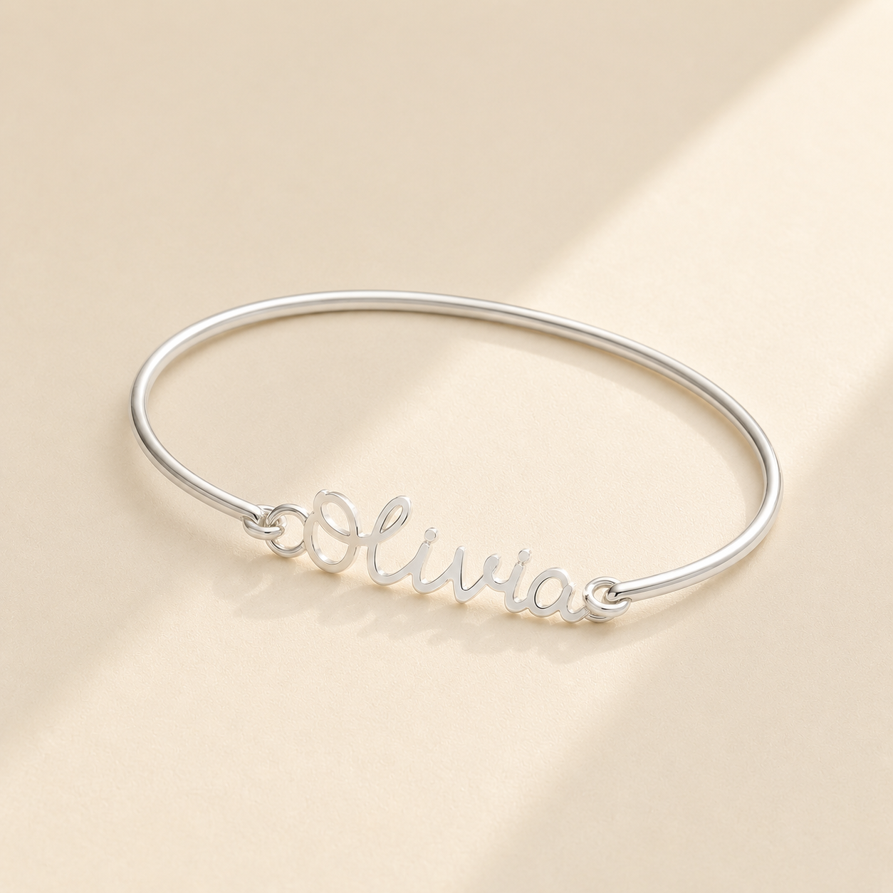 Custom Cuff Bracelet close up view - personalized handwriting jewelry Anthology Jewelry.