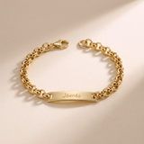 Custom Curb Chain ID Bracelet hero photo - men's engraved gold ID bracelet Anthology Jewelry