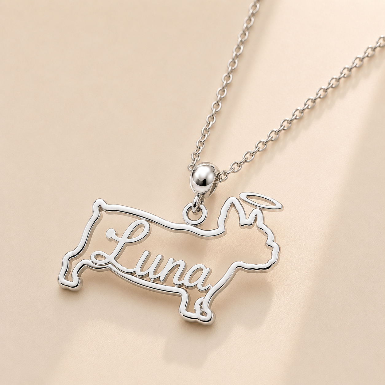Custom dog necklace with name detail - engraved pet name pendant Anthology Jewelry